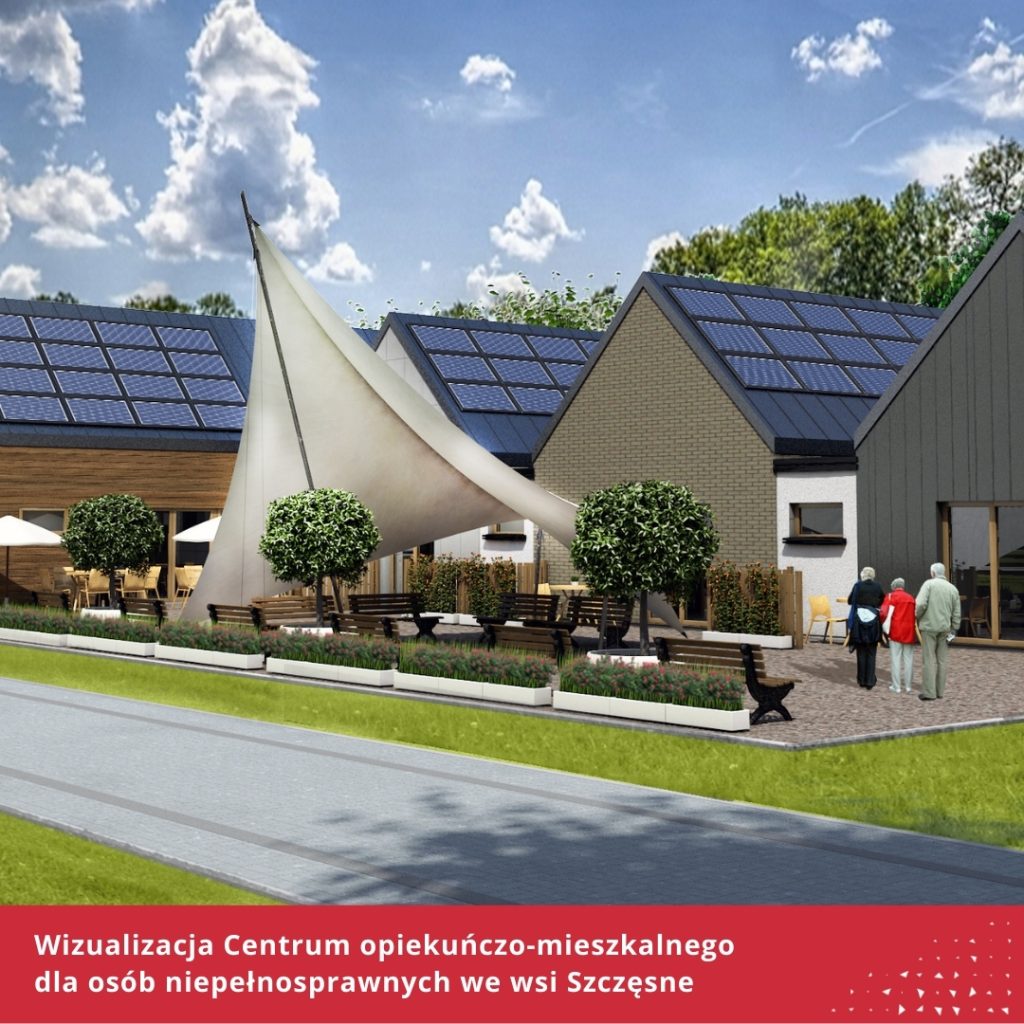 Centrum opiekuńczo-mieszkalne we wsi Szczęsne wraz z infrastrukturą towarzyszącą - wizualizacja