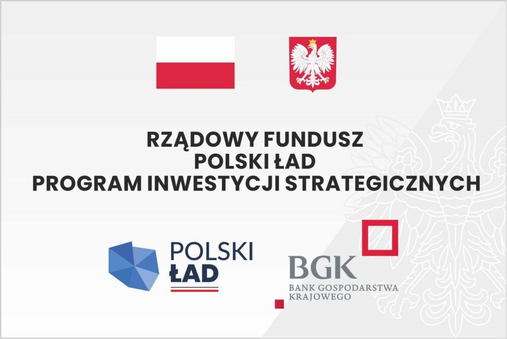 Rządowy fundusz Polski ład program inwestycji strategicznych. Flaga Polski, Godło Polski, Logo Polski Ład, Logo BGK